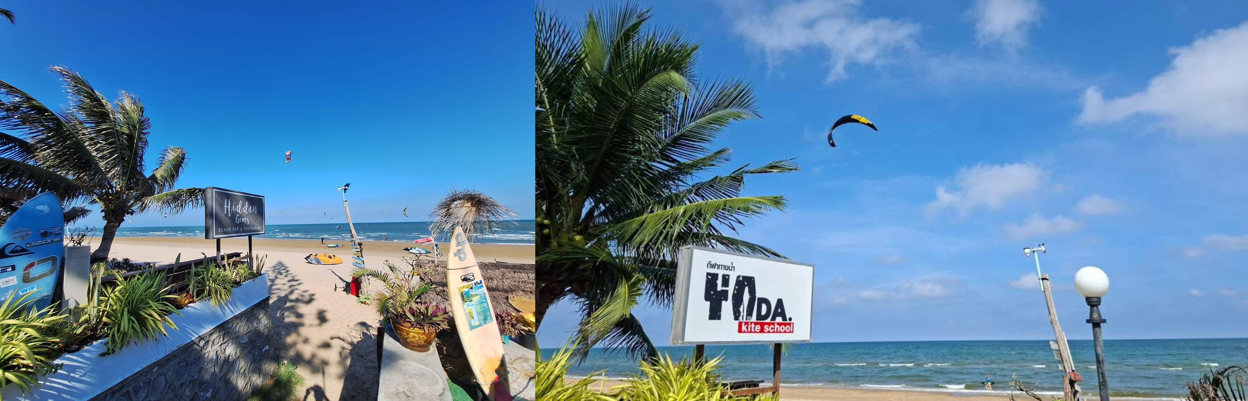 Kitesurfing at Yoda Kite School in Pranburi rovince in Thailand