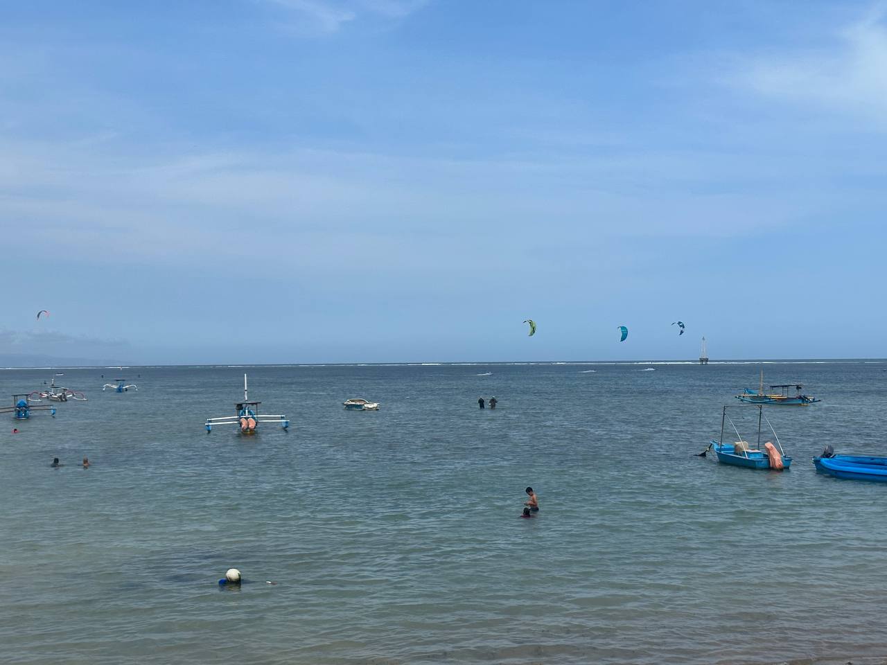 Kitesurfing on Sanur Beach, Bali Island