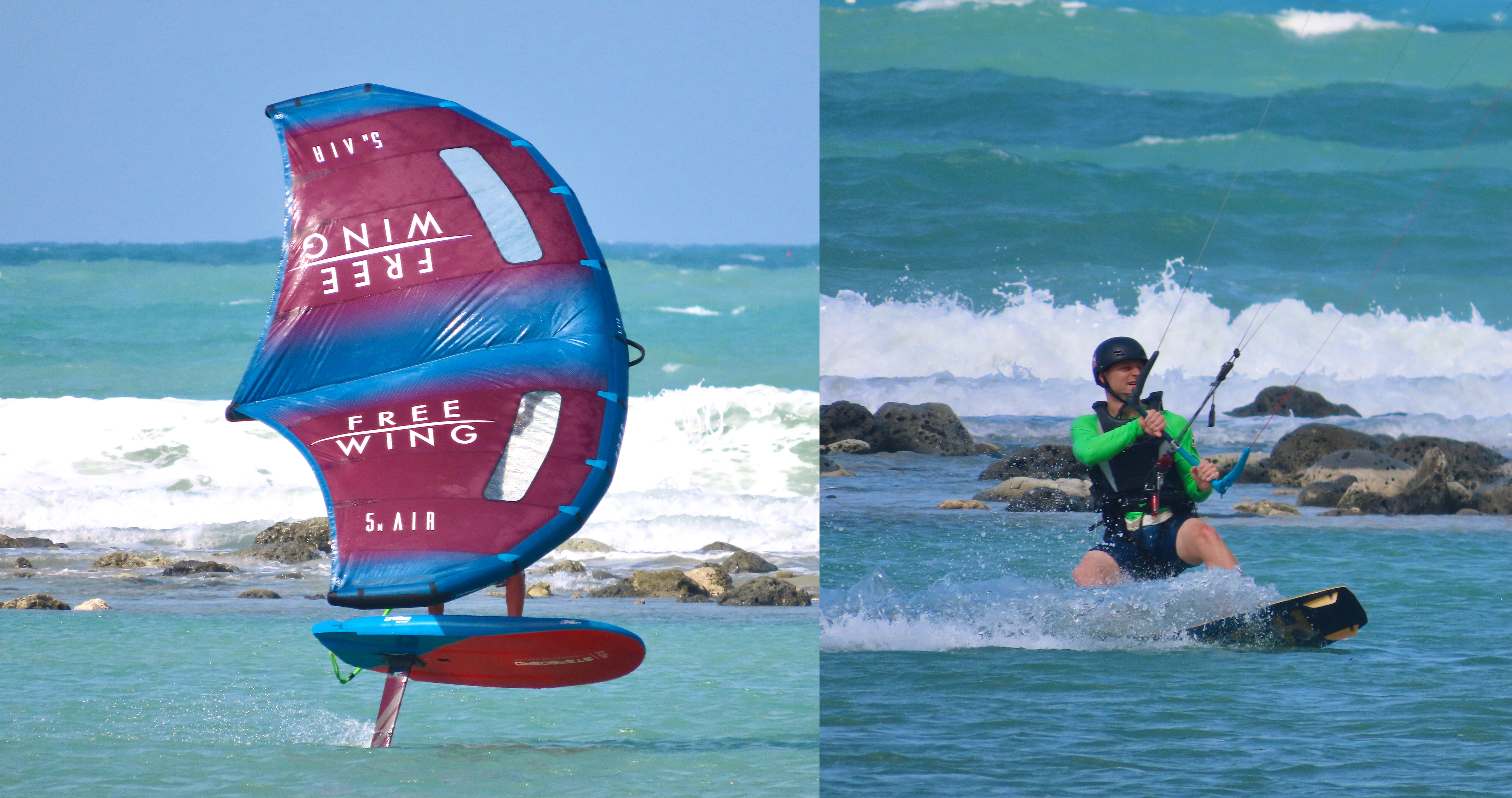 Wingfoiling and kitesurfing lessons inside Malibu lagoon at Chaloklum Beach
